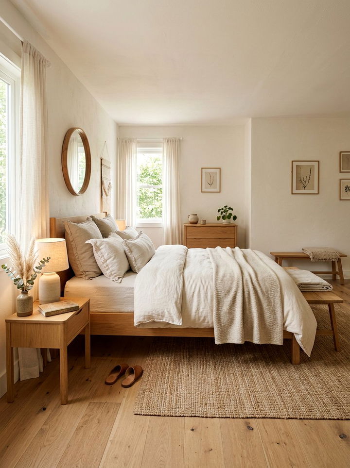 Warm White Linen Bedroom - 30 warm tone bedroom ideas