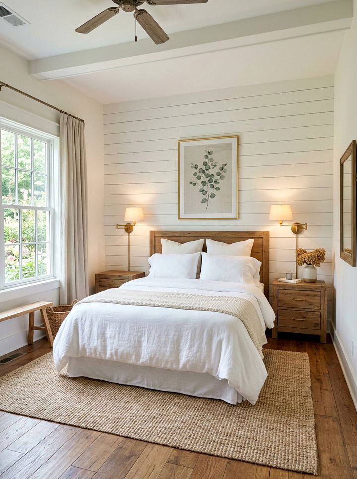 Warm White Shiplap Bedroom - 30 warm neutral bedroom ideas