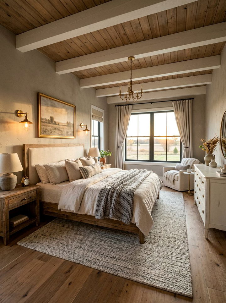 Warm gray farmhouse bedroom - 30 farmhouse gray bedroom ideas