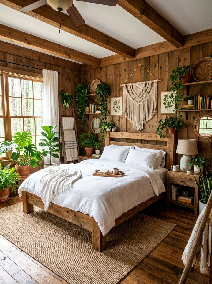 Warm wood boho bedroom - 30 boho bedroom color ideas
