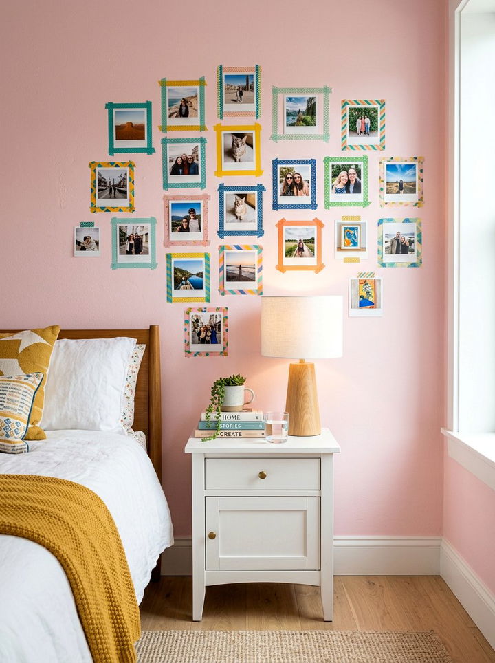 Washi Tape Photo Frame - 30 bedroom photo displays