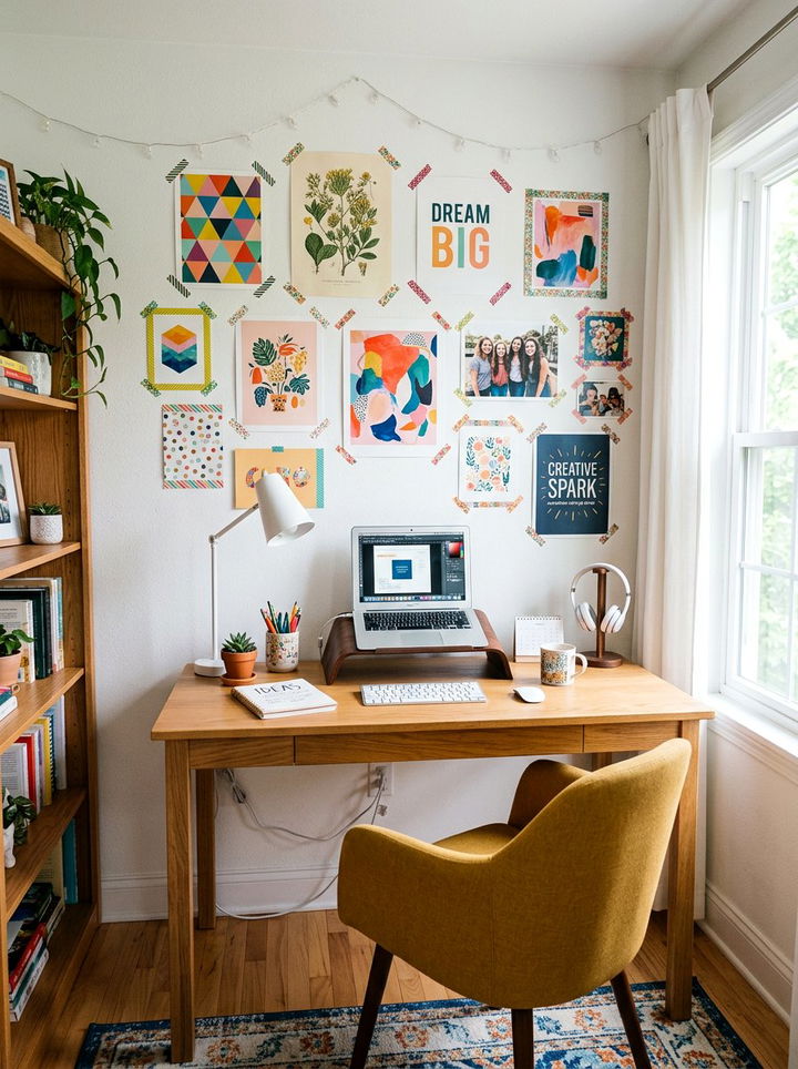 Washi Tape Wall Frames - 30 no damage bedroom ideas