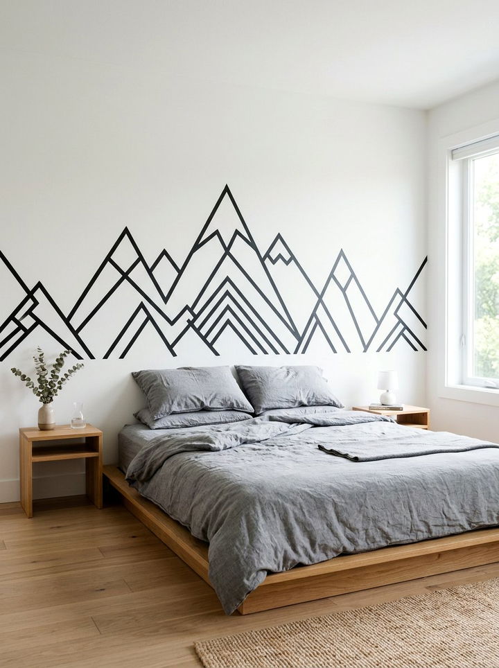 Washi tape wall art - 30 renter bedroom ideas