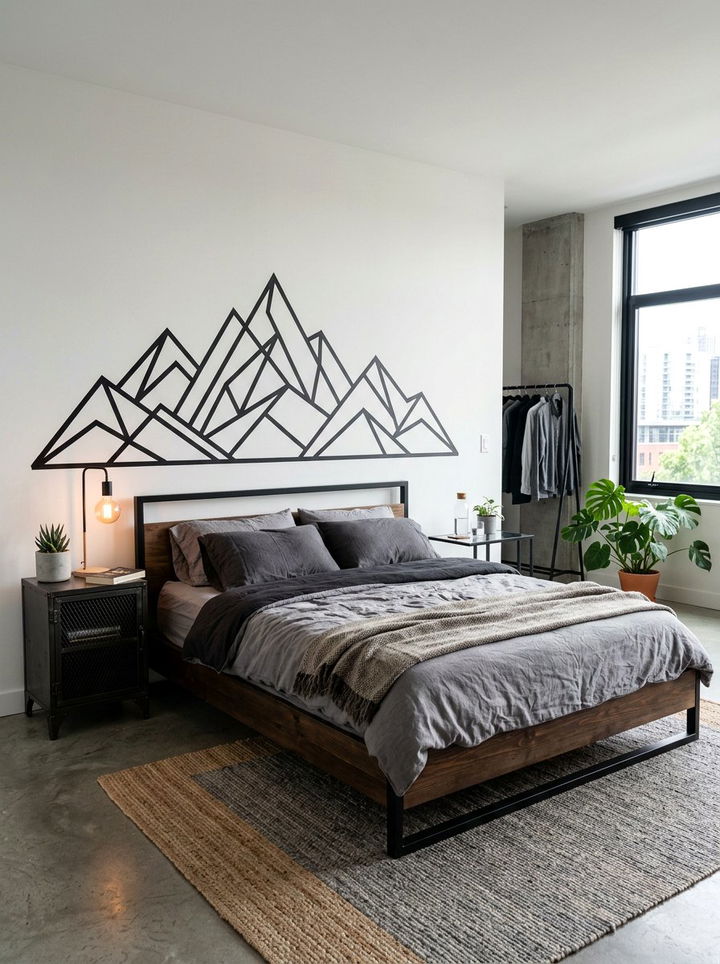 Washi tape wall art - 30 removable bedroom ideas