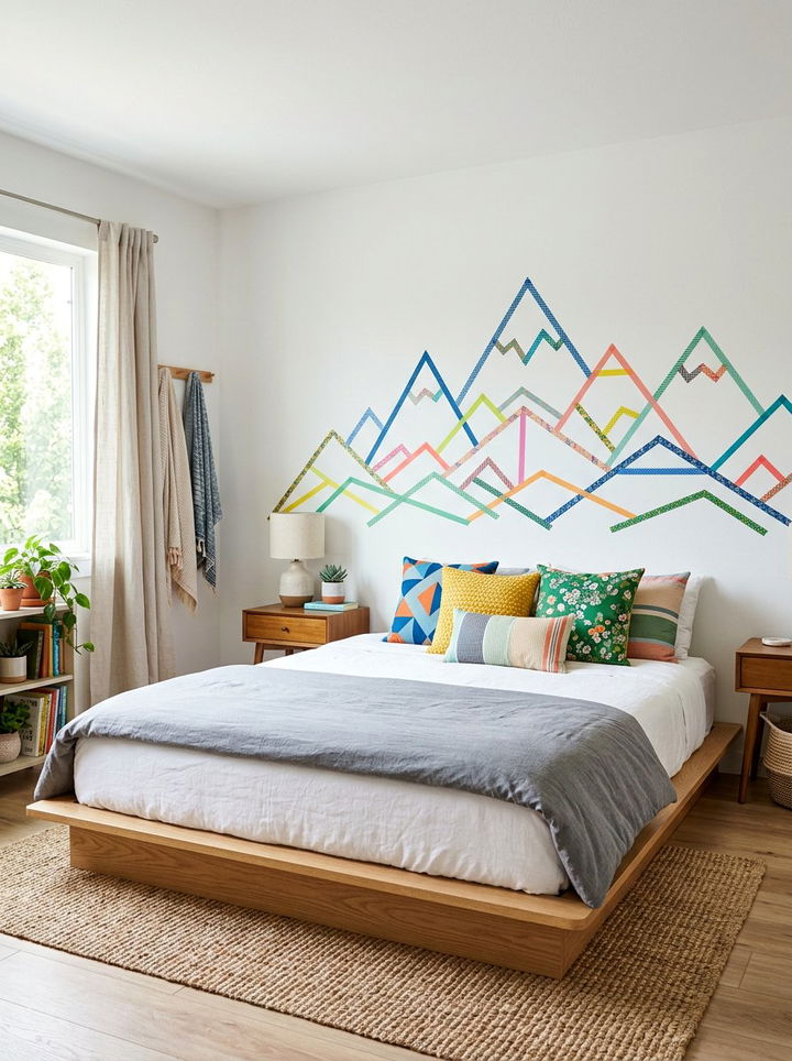 Washi tape wall decor - 30 no drill bedroom ideas