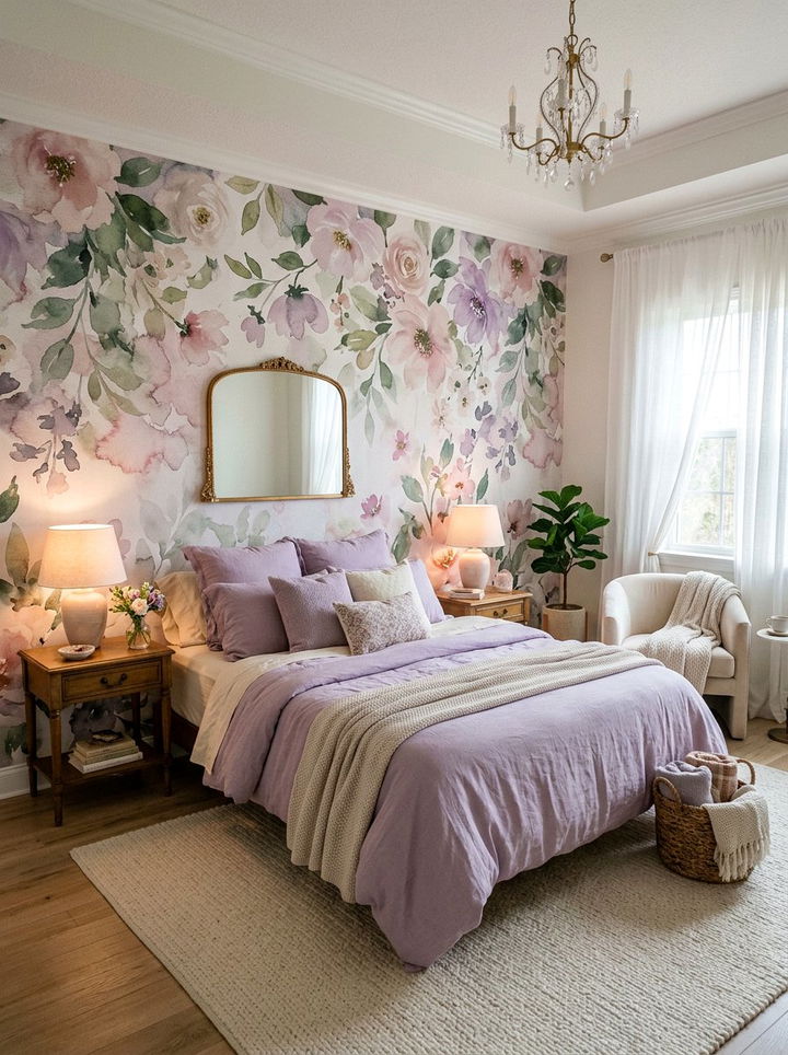 Watercolor Floral Wallpaper - 30 bedroom botanical wallpapers