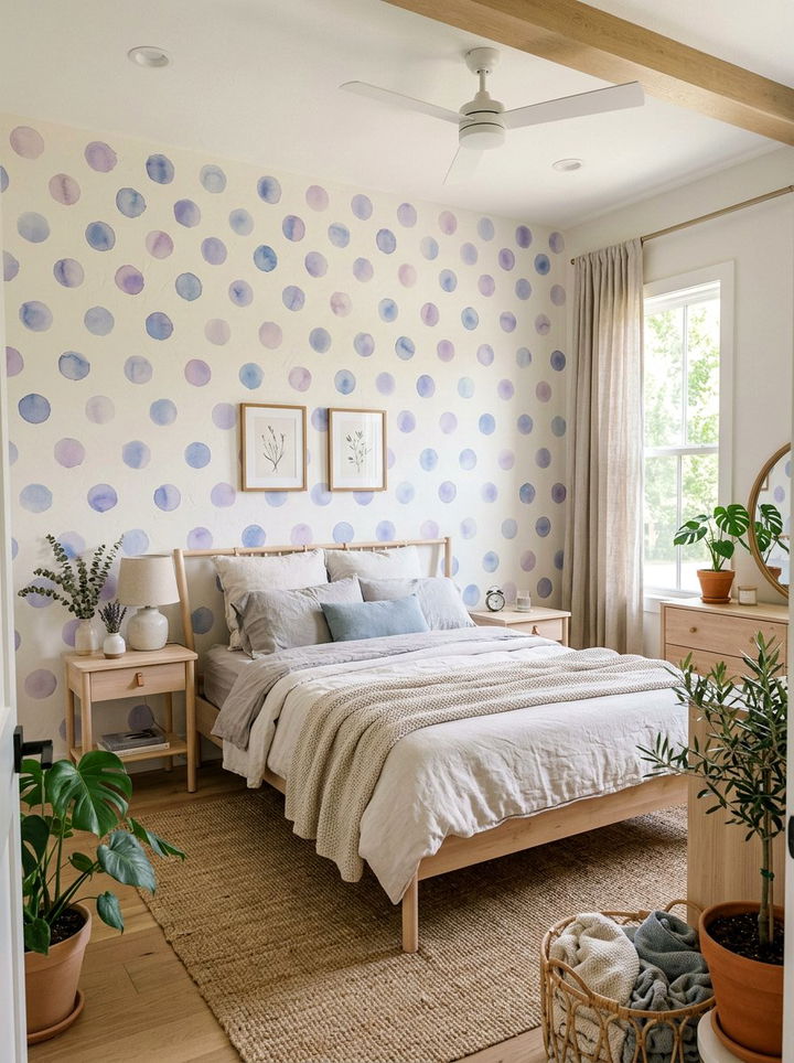 Watercolor Polka Dot Wall - 30 bedroom polka dot walls