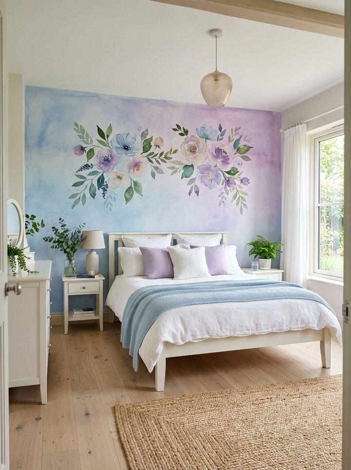 Watercolor ombre wall bedroom - 30 bedroom ombre wall ideas