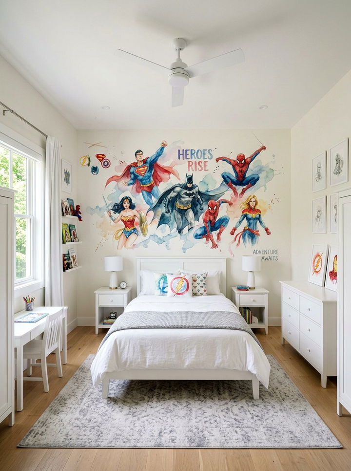 Watercolor superhero bedroom - 30 superhero bedroom ideas