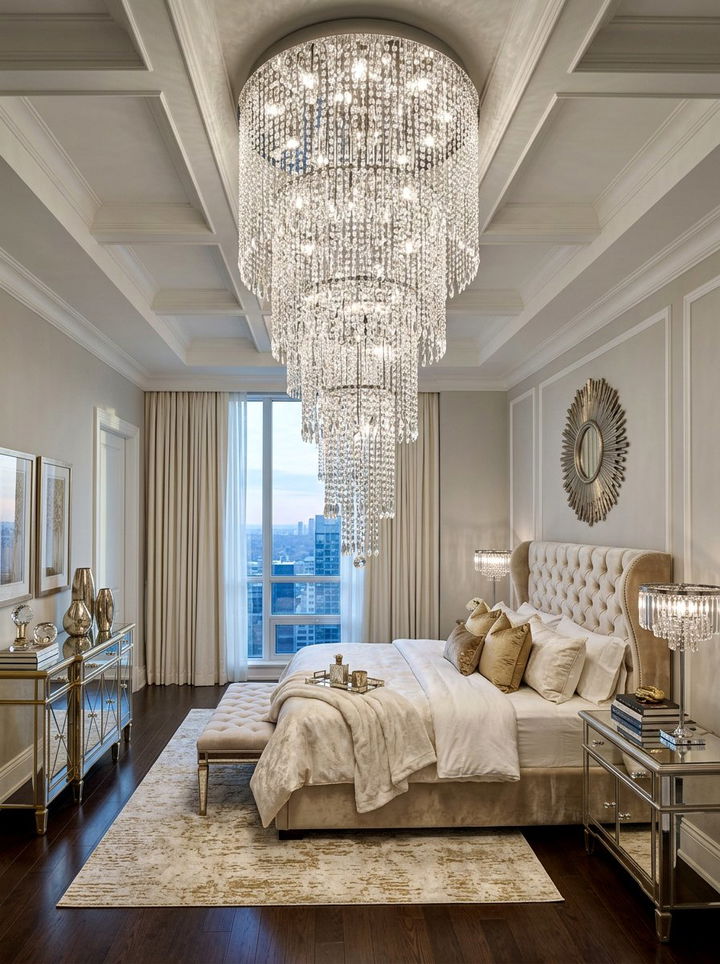 Waterfall Crystal Chandelier - 30 bedroom chandeliers