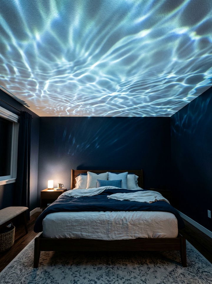 Wave Ceiling Projection - 30 underwater bedroom ideas