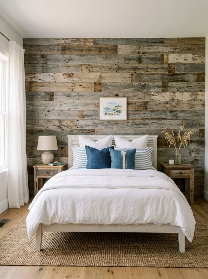 Weathered Wood Wall - 30 nautical bedroom ideas