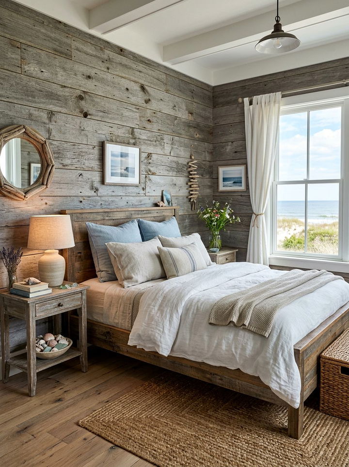 Weathered gray shiplap bedroom - 30 bedroom shiplap walls