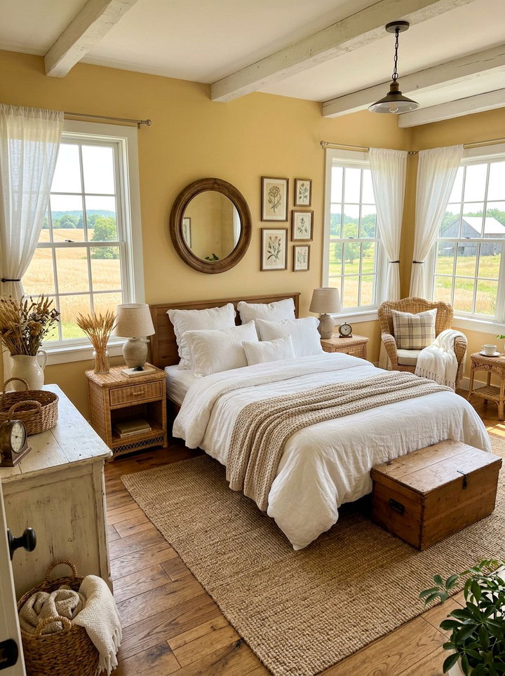 Wheat yellow bedroom accents - 30 nature inspired bedroom color ideas