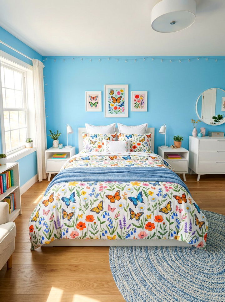 Whimsical Butterfly Floral Duvet - 30 bedroom floral bedding ideas