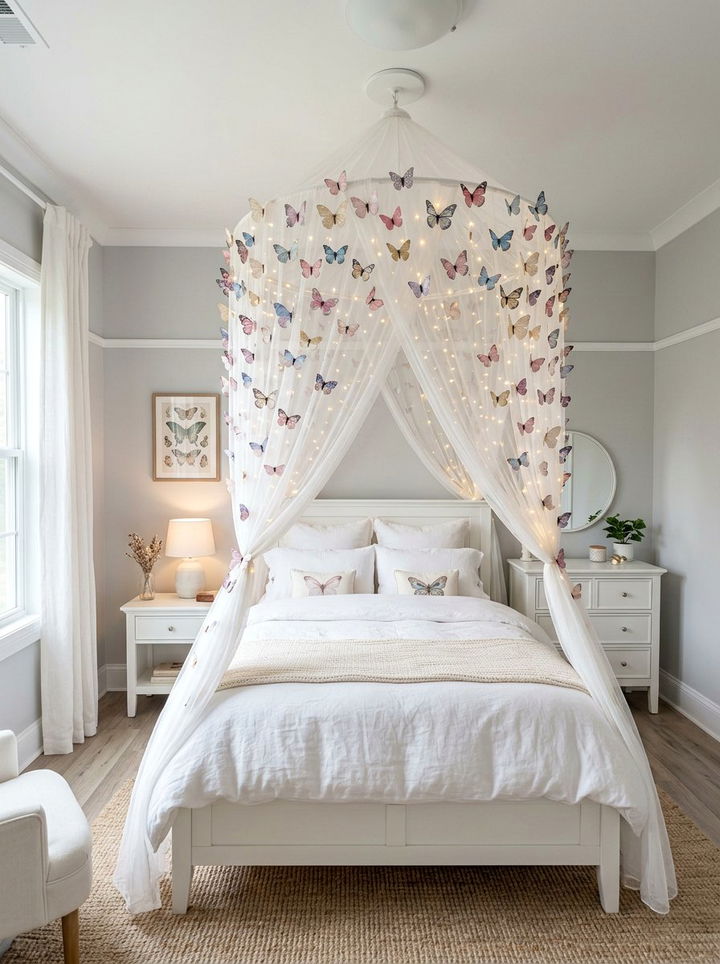 Whimsical butterfly canopy bedroom - 30 butterfly bedroom ideas