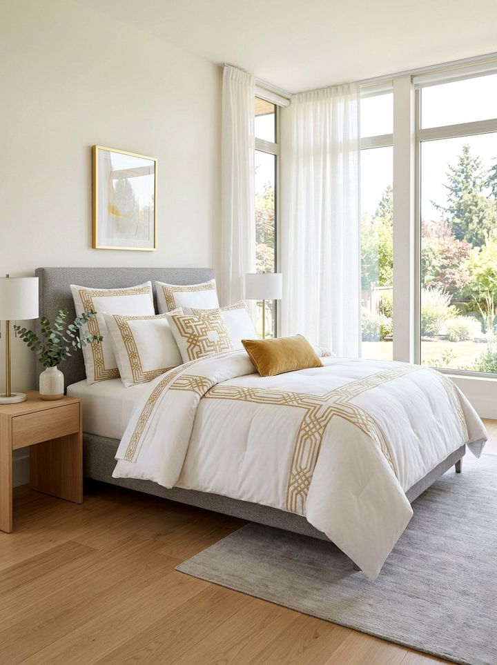 White And Gold Bedding - 30 gold bedroom decor ideas