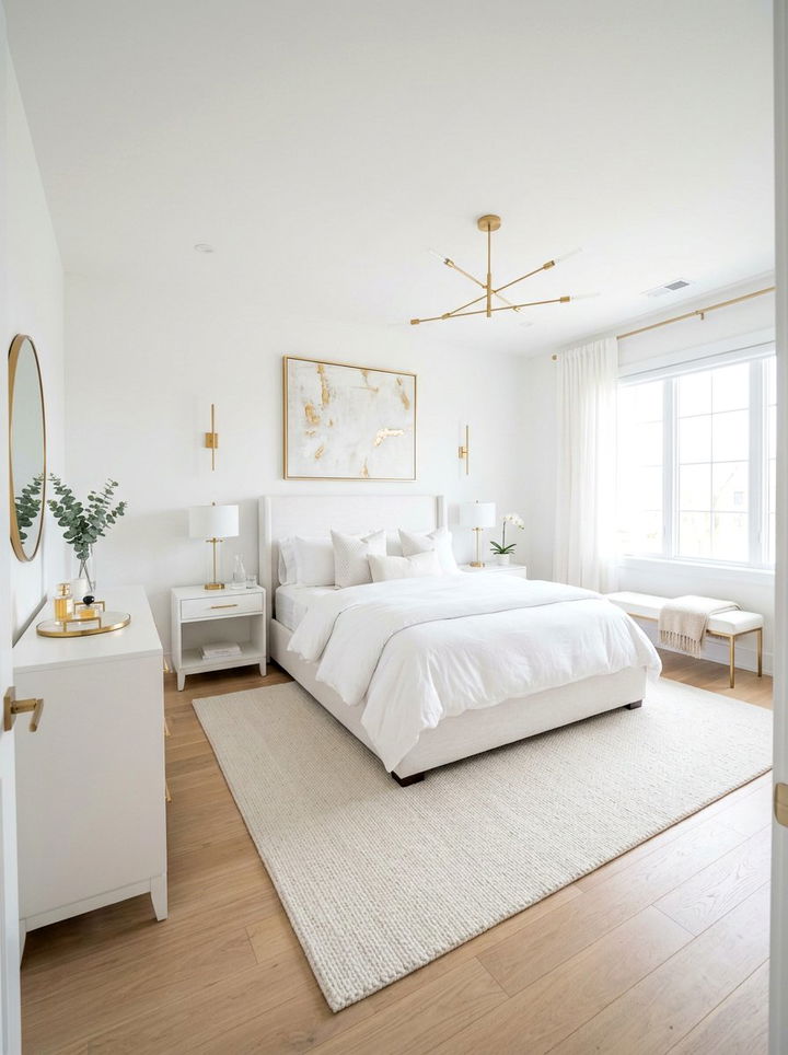 White And Gold Minimalist Glam Bedroom - 30 modern glam bedroom ideas