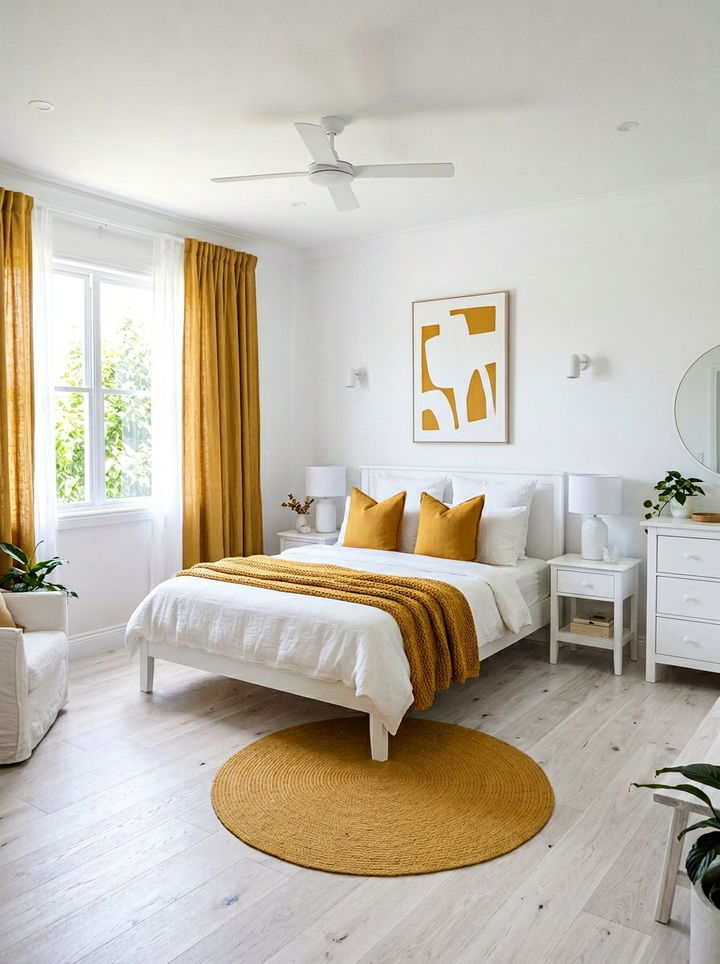 White And Mustard Yellow Bedroom - 30 mustard yellow bedroom ideas