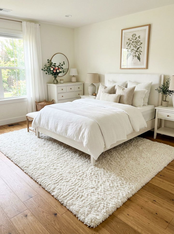 White Area Rug - 30 white bedroom accessories ideas
