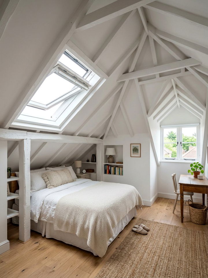 White Attic Bedroom - 30 minimalist white bedroom ideas
