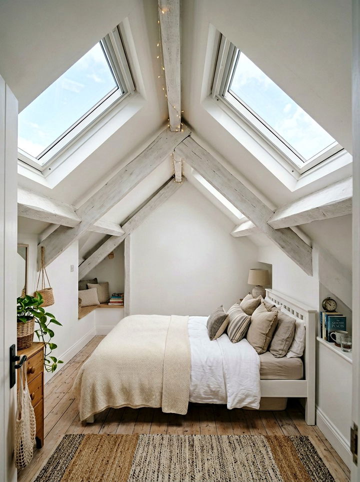 White Attic Bedroom - 30 white bedroom ideas