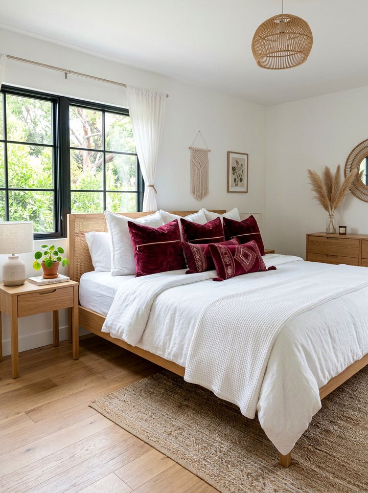 White Bedding Burgundy Pillows - 30 burgundy and white bedroom ideas