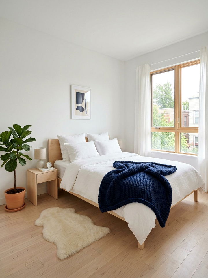 White Bedding Navy Throw Blanket - 30 scandinavian navy bedroom ideas