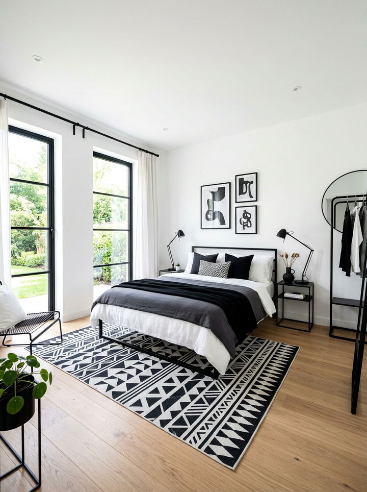White Bedroom Black Accents - 30 bedroom white walls