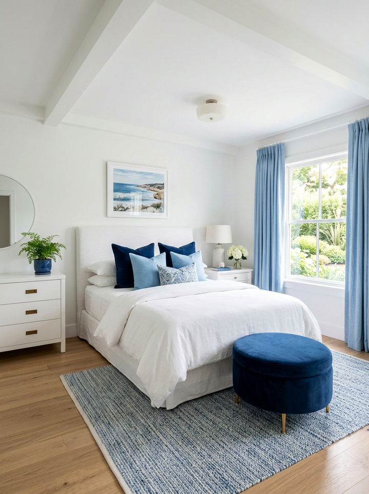 White Bedroom Blue Accents - 30 bedroom white walls