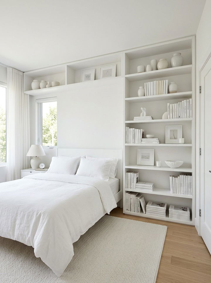 White Bedroom Built In Shelves - 30 snow white bedroom ideas