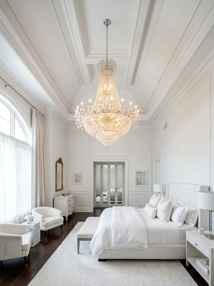White Bedroom Chandelier - 30 snow white bedroom ideas