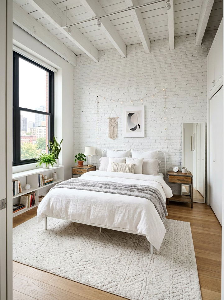 White Bedroom Exposed Brick - 30 snow white bedroom ideas