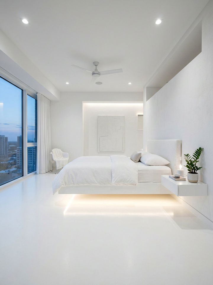 White Bedroom Floating Bed - 30 contemporary white bedroom ideas