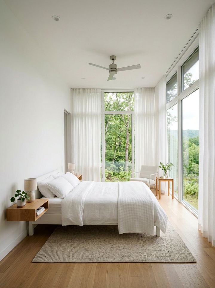 White Bedroom Floor To Ceiling Windows - 30 scandinavian white bedroom ideas