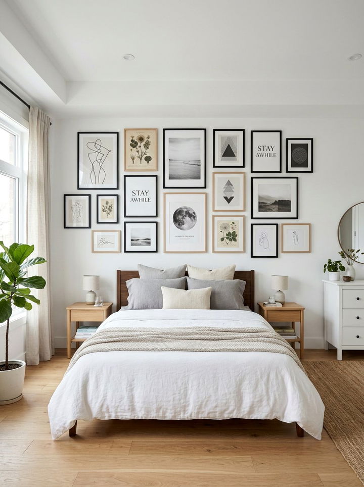 White Bedroom Gallery Wall - 30 bedroom white walls