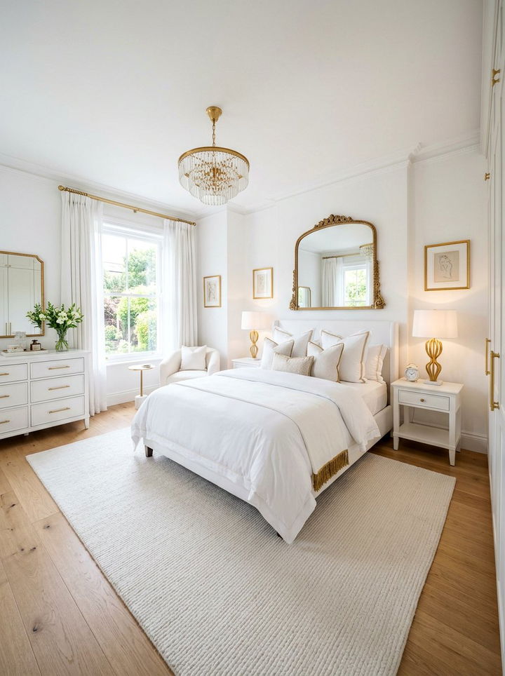 White Bedroom Gold Accents - 30 snow white bedroom ideas