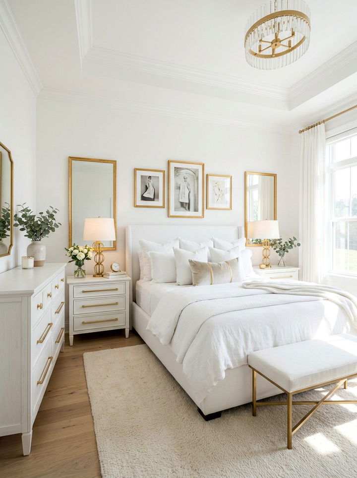 White Bedroom Gold Accents - 30 bright white bedroom ideas