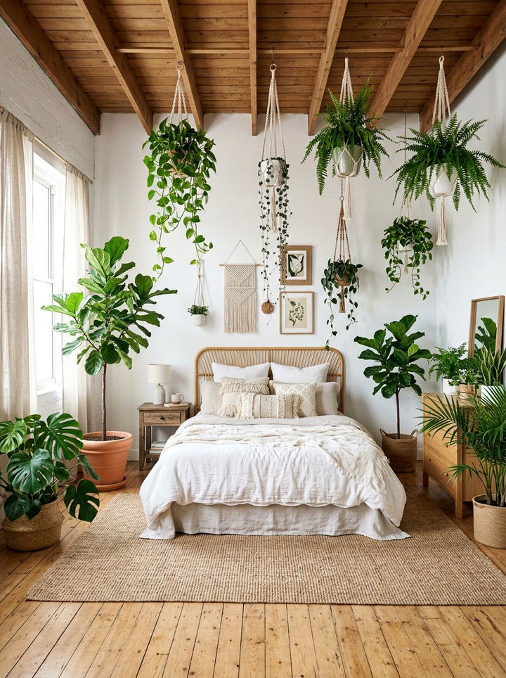 White Bedroom Indoor Plants - 30 bohemian white bedroom ideas