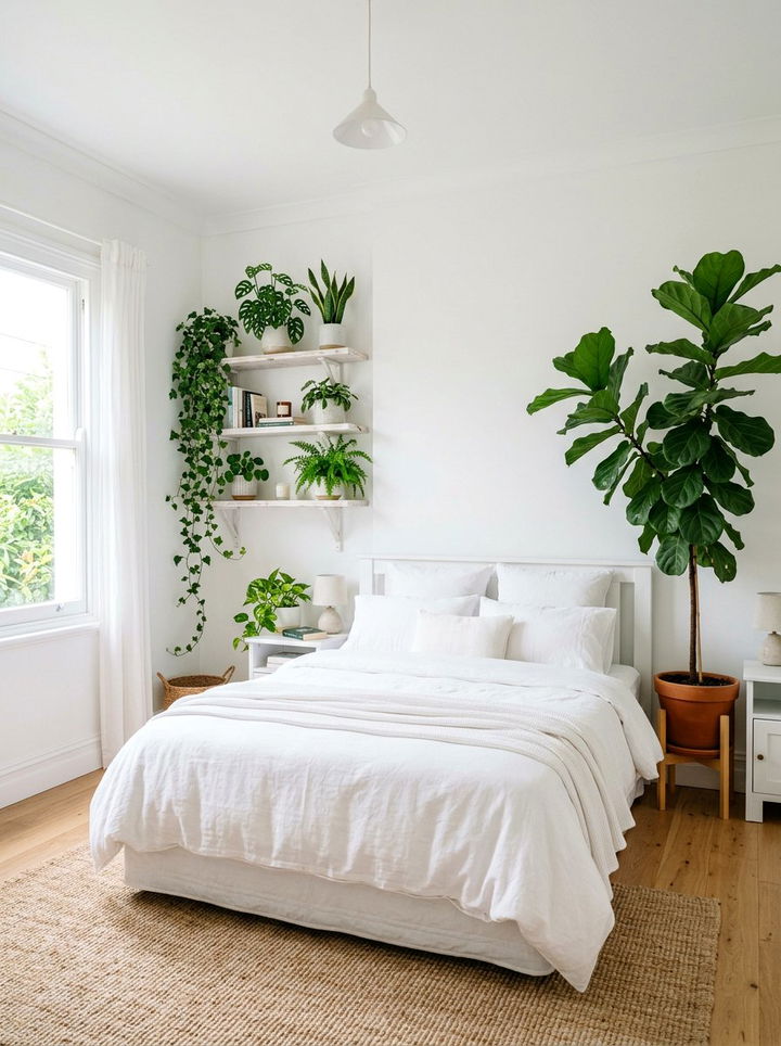 White Bedroom Indoor Plants - 30 scandinavian white bedroom ideas