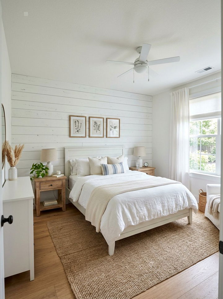 White Bedroom Shiplap Wall - 30 bright white bedroom ideas