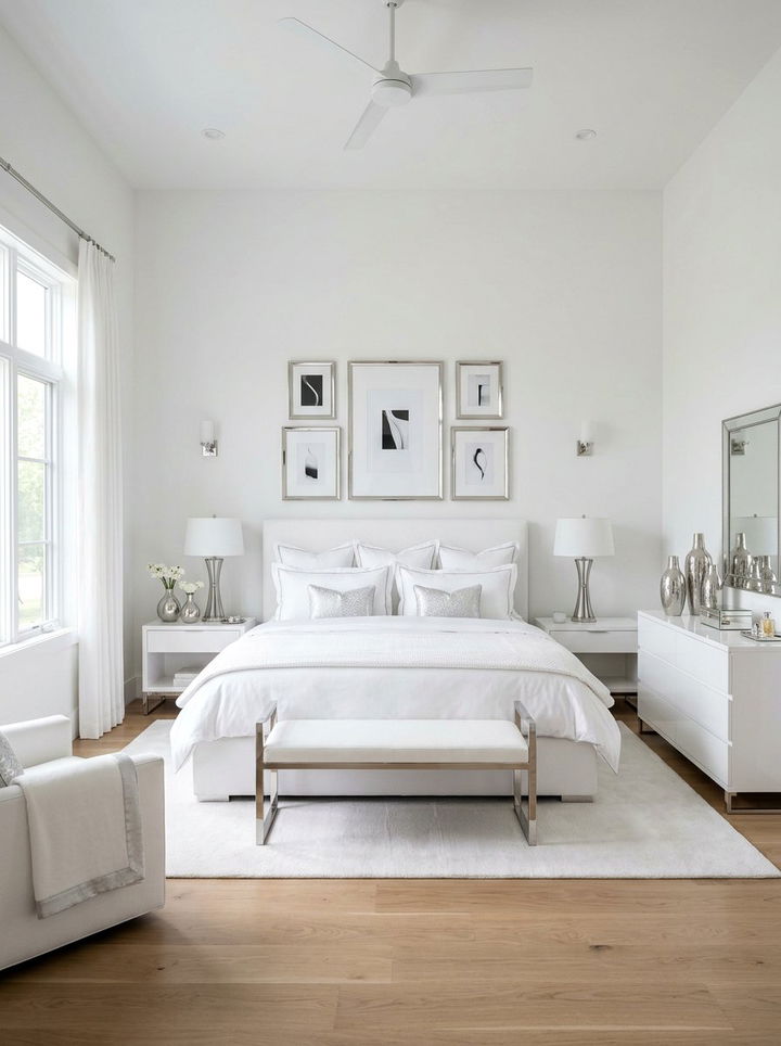 White Bedroom Silver Accents - 30 silver and white bedroom ideas
