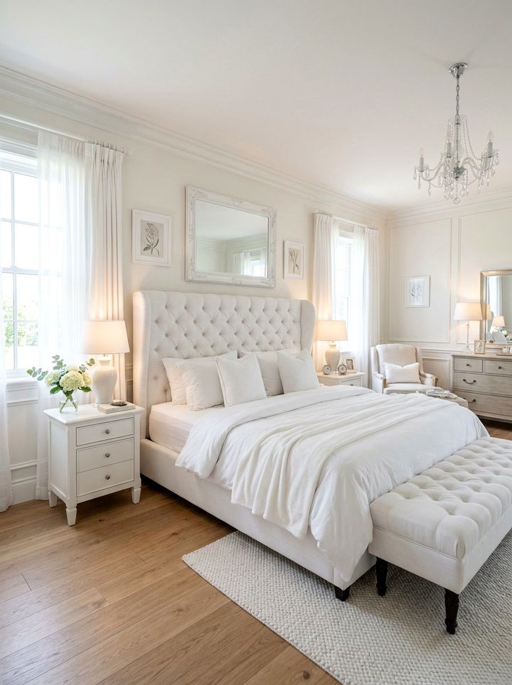 White Bedroom Tufted Headboard - 30 snow white bedroom ideas
