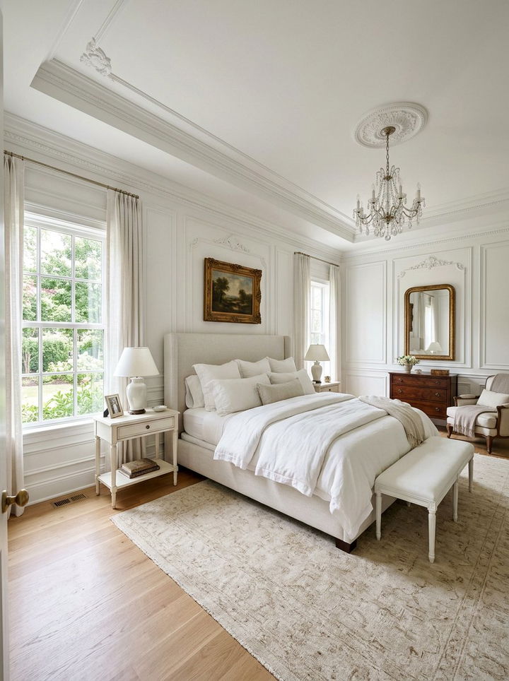 White Bedroom Wall Molding - 30 snow white bedroom ideas