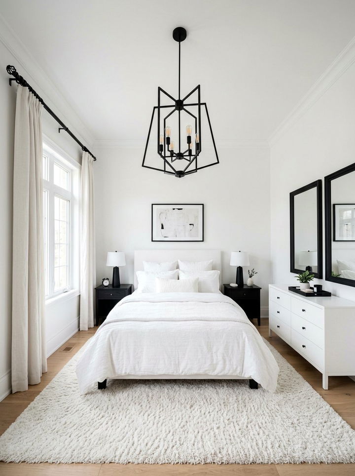 White Bedroom With Black Accents - 30 farmhouse white bedroom ideas