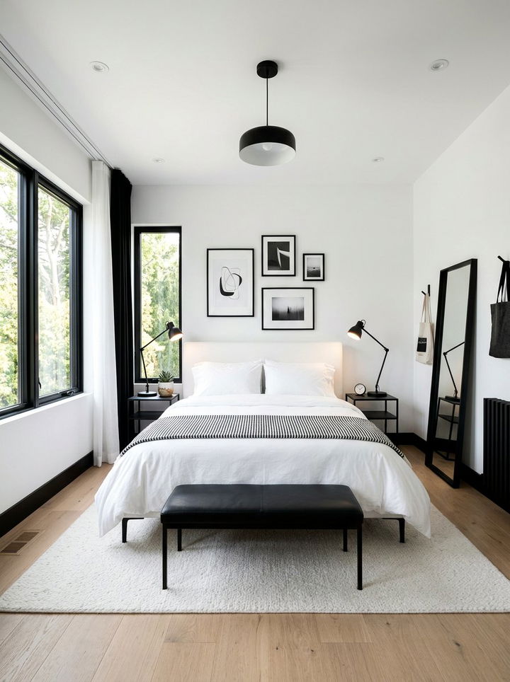 White Bedroom With Black Accents - 30 minimalist white bedroom ideas