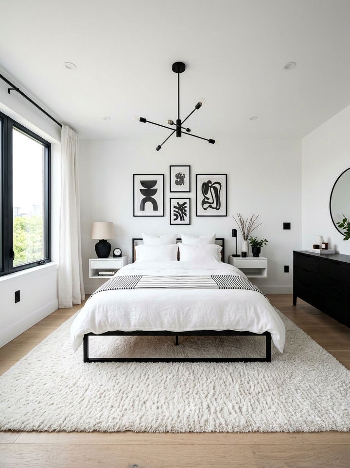 White Bedroom With Black Accents - 30 modern white bedroom ideas