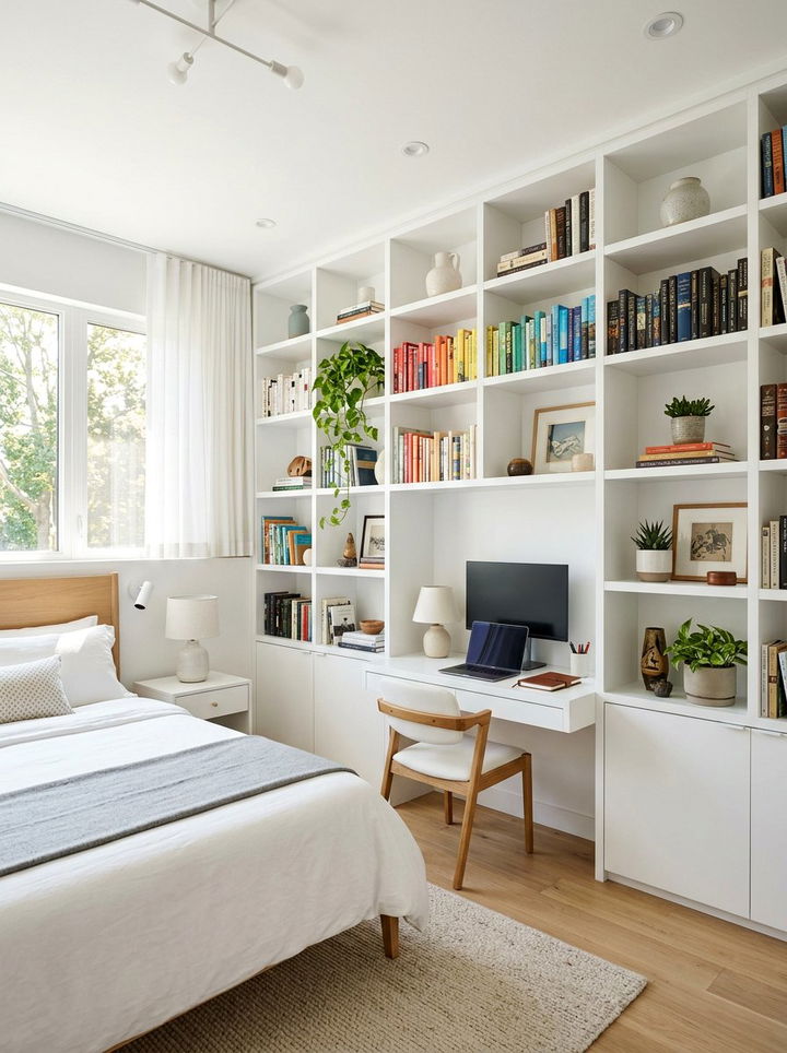 White Bedroom With Built In Shelving - 30 cool white bedroom ideas