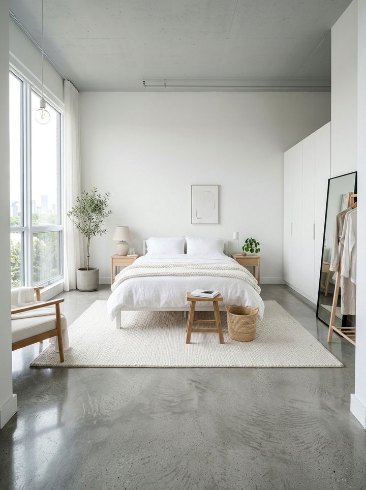 White Bedroom With Concrete Floor - 30 minimalist white bedroom ideas