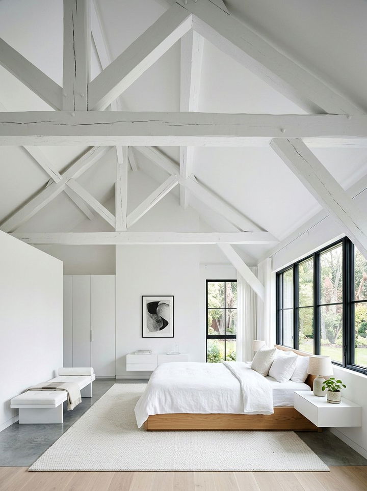White Bedroom With Exposed Beams - 30 minimalist white bedroom ideas